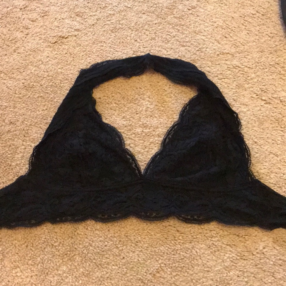 Black lace halter bralette
